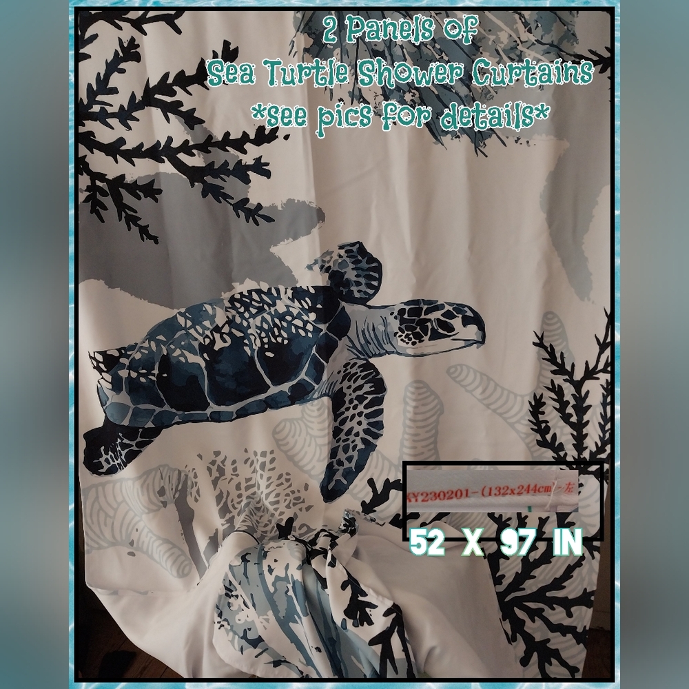 NEW -Sea Turtle Print Shower Curtain 2 Panels